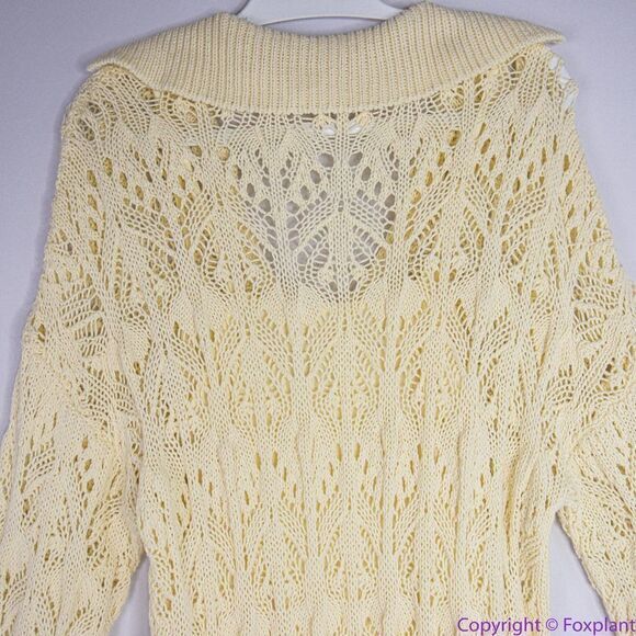 NEW Free People Elton Cream Crochet Knit Long Sleeve Mini‎ Dress, L - Picture 12 of 16